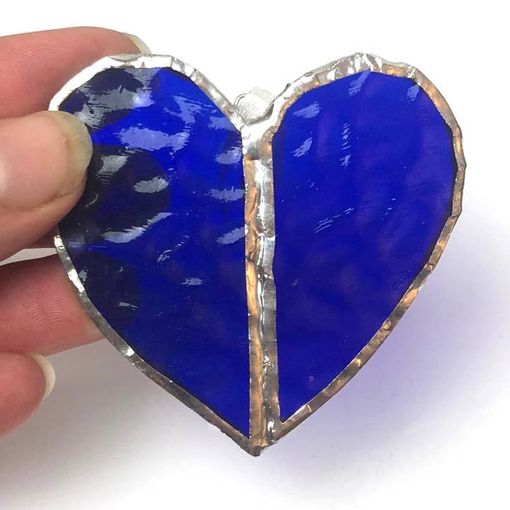 Djupblå hjärta fönster charm gåva för wholesale av GlassHouse Design