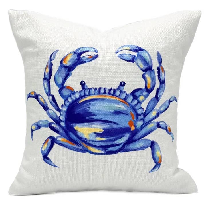 Blue Crab Pillow for wholesale by Rachel Brooks Design, LLC