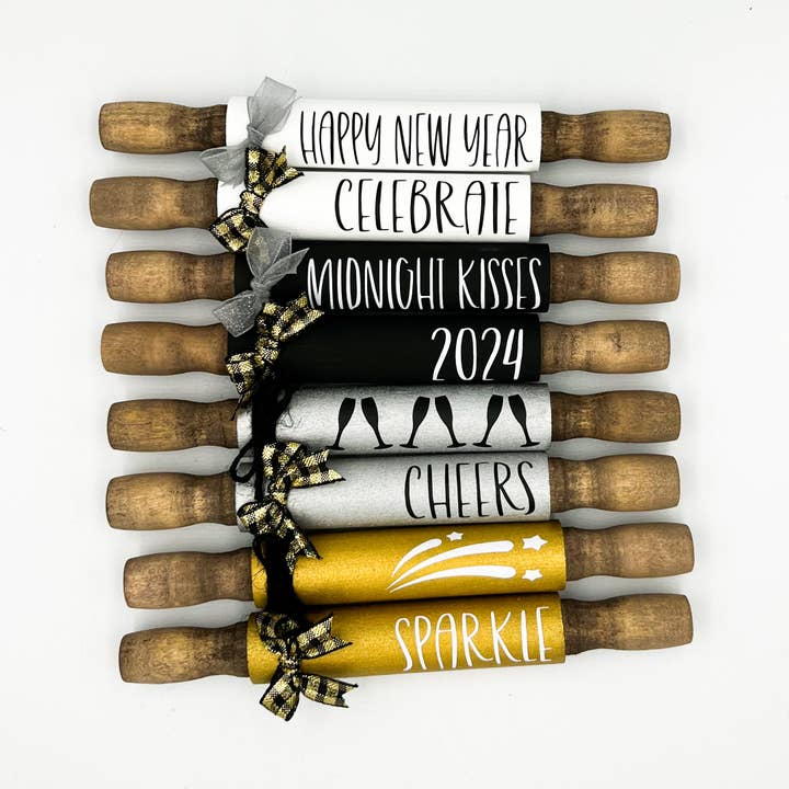 Neujahrsdeko | Mini-Nudelhölzer | Winter-Tablett für den Großhandel von Ruaille Buaille Co