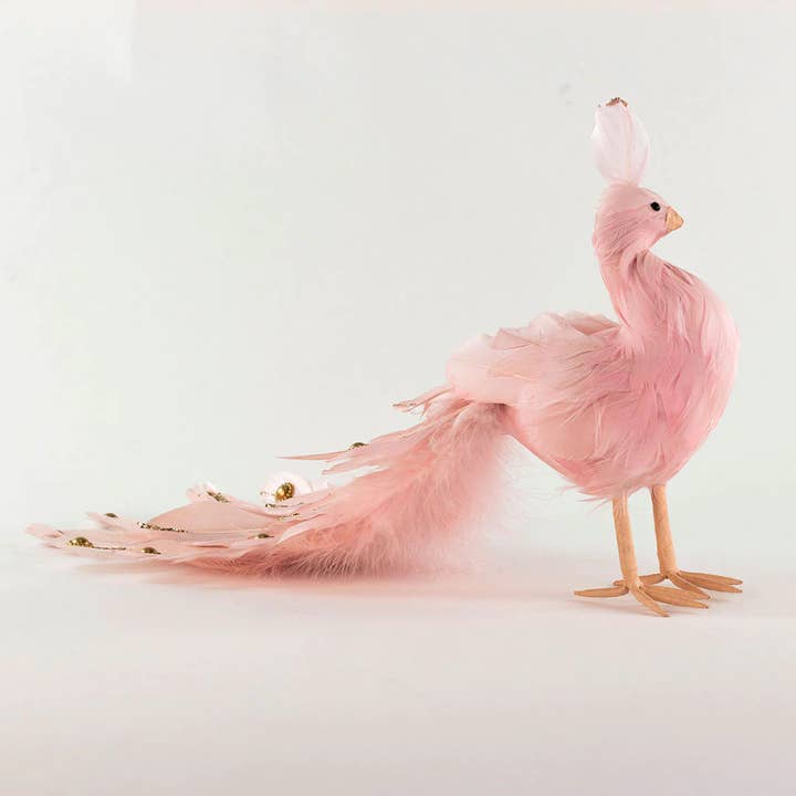 Zucker Feather Products – wholesale Ornament – Champagne Pink Peacock Ornament