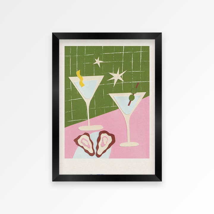 Proper Good - Wholesale Art Print - Martini Hand Collaged Print