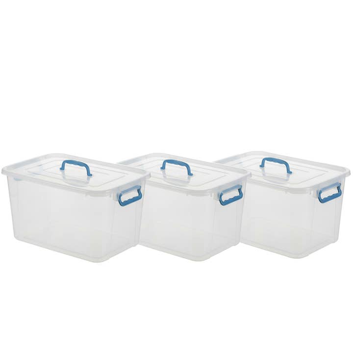 Large Clear Storage Container With Lid and Handles-Set of 3 for wholesale by Quickway Imports
