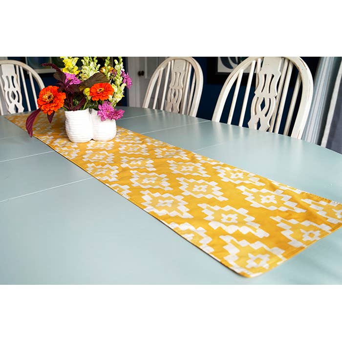Global Mamas - Wholesale Table Runner - Table Runner-Short: Ikat - Gold-Organic1