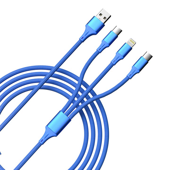 LAX Gadgets - Wholesale Charging Cable - 3-in-1 Cable For IPhone/Ipad & Android Devices - Retail Pack