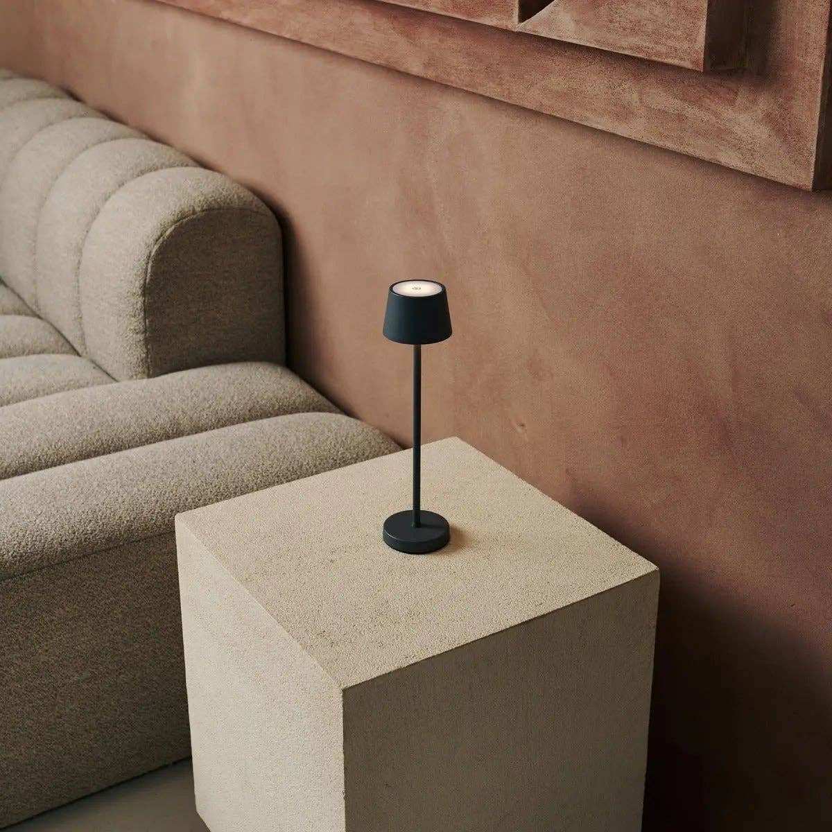 Tavellio - Wholesale Accent/Desk Lamp - Vondel Mini Stone Grey Cordless Lamp | Dimmable & Perfect for Hospitality Industry5