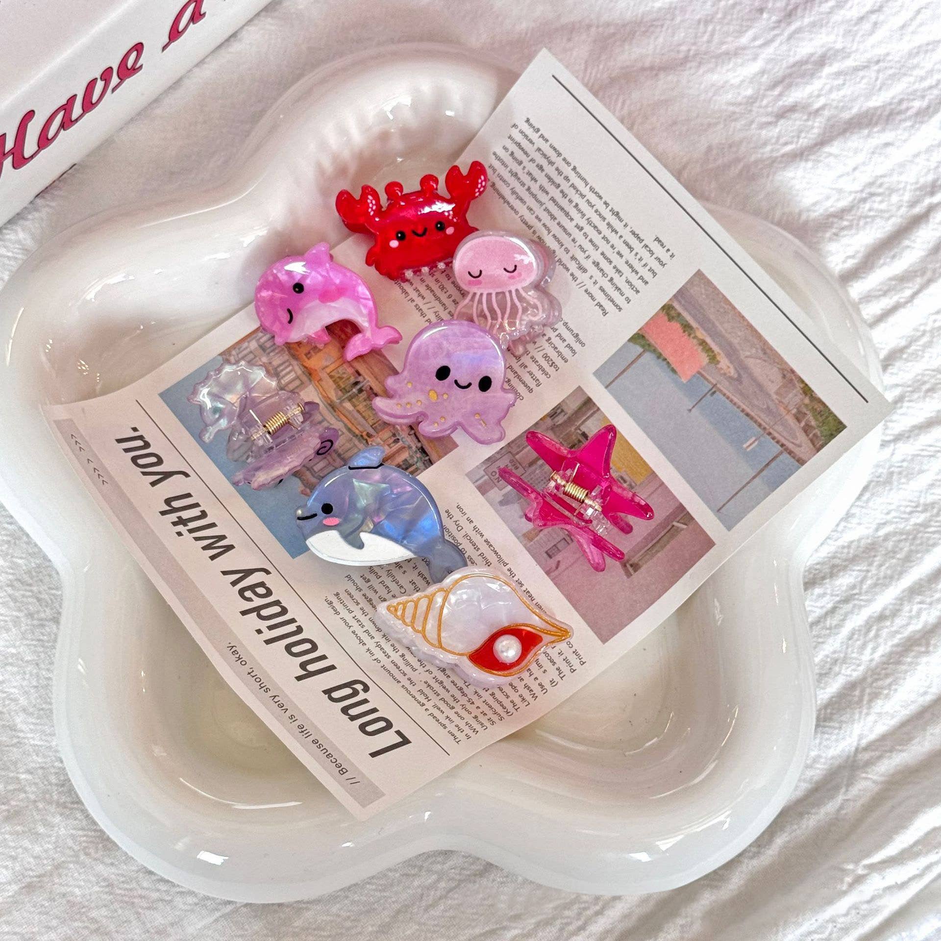 SoapElenGlen - Wholesale Hair Clip - Women's - Marine Animal Series Acrylic Mini Hair Claw Clip9