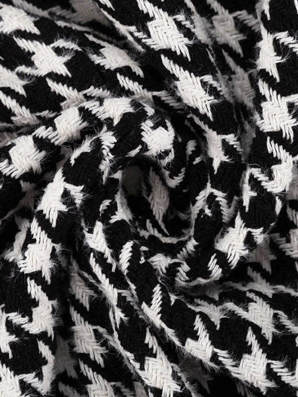 NEGRO Gabardinas holgadas de manga larga con forma de pata de gallo, espalda dividida y solapa atadas a la cintura de venta al por mayor en Faire17