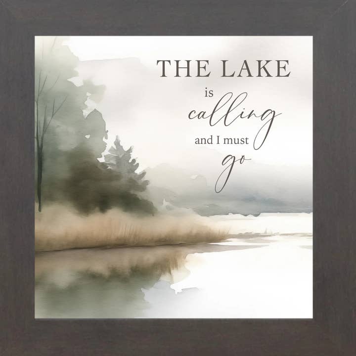 The Lake Is Calling And I Must Go Watercolor Art Sign Pictur for wholesale by Summer Snow Art