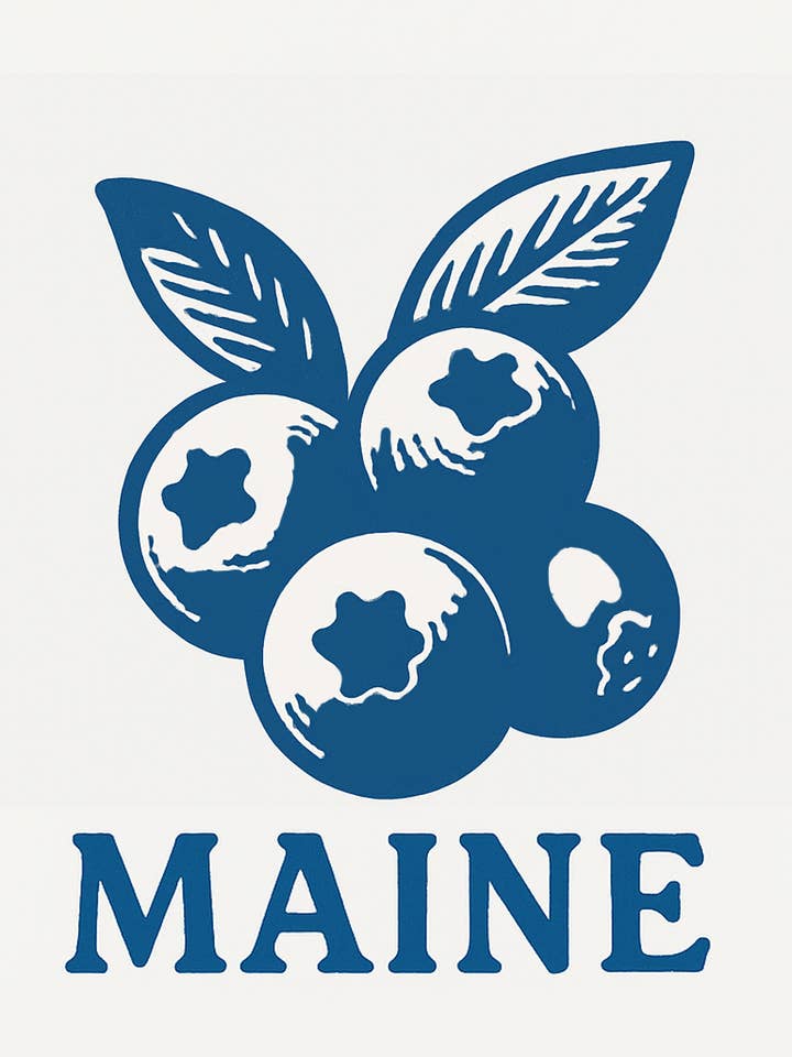 Maine Blueberry Bunch Sticker for wholesale by Mentally In Maine