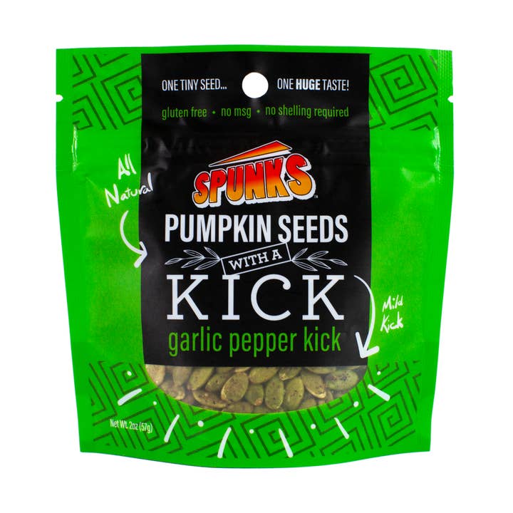 SPUNKS, ALHO E PIMENTA KICK 2 ONÇAS. por atacado de SPUNKS 'pumpkin seeds with a kick'