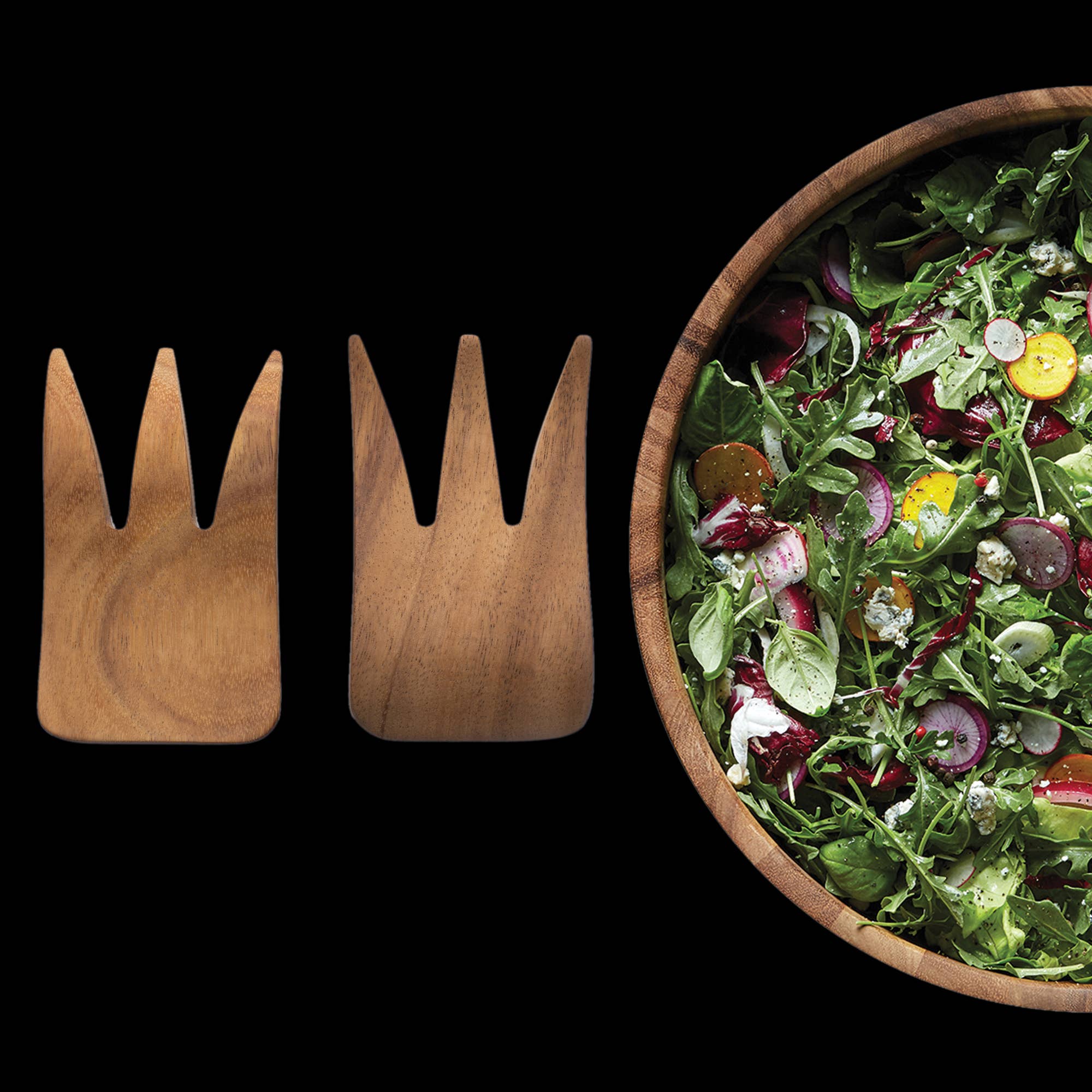 Fox Run Brands - Wholesale Serving Utensil - Ironwood Bear Claw Salad Servers,Acacia, Set 2,1.5"x3.75"x6"7