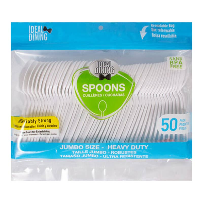 Deluxe Import Trading - Wholesale Kitchen Utensil Set - Ideal Dining 50CT Plastic Spoon Jumbo0