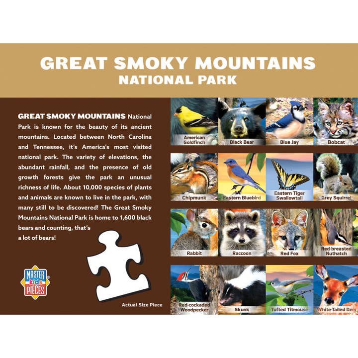 Masterpieces Puzzles - Wholesale Puzzle - Kids - Wildlife of the Great Smoky Mountains - 100 Piece Puzzle