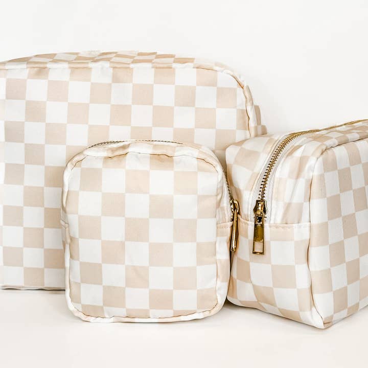 Mugsby - Wholesale Pouch - Women's - Cream and White Checkered Bags