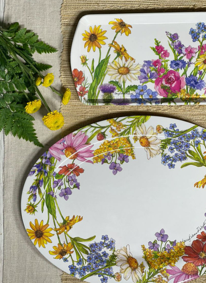 Bamboo Table - Wholesale Serving Tray - Wildflower Floral Garden Bread/Appetizer Loaf Tray5