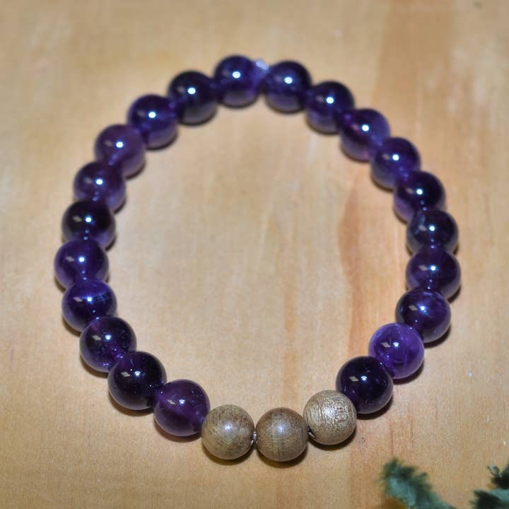 Amethyst & Rosewood Gemstone Bracelet for wholesale by Knot Treasures