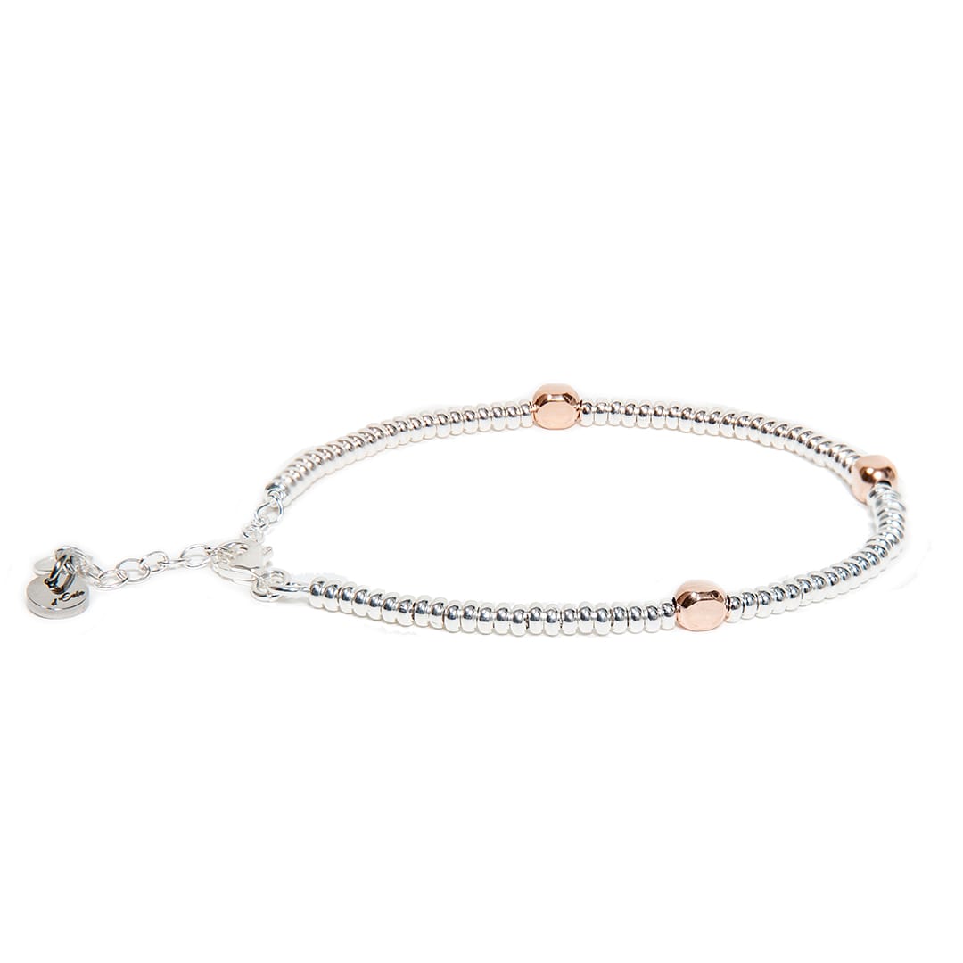 d'Este - Wholesale Link & Chain Bracelet - Silver Bracelet With Rose Gold Inserts0