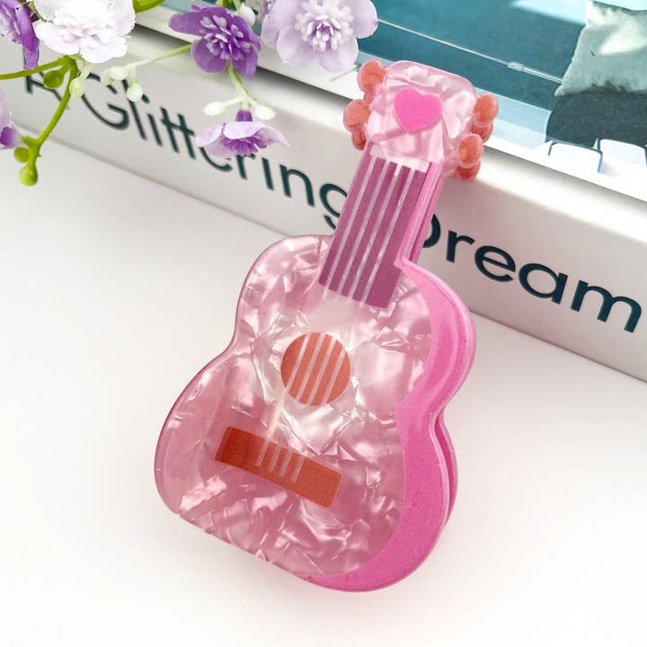 Pink Guitar Hair Claw Clip for wholesale by SoapElenGlen