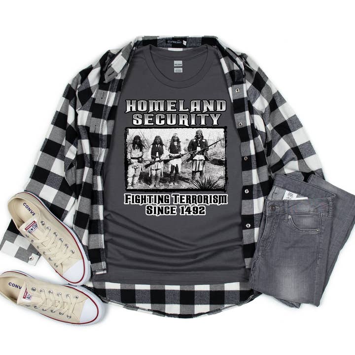 Artopia - Wholesale Screen Printed T-Shirt - Unisex - Native American T-Shirt, Homeland Security Fighting Terroris2