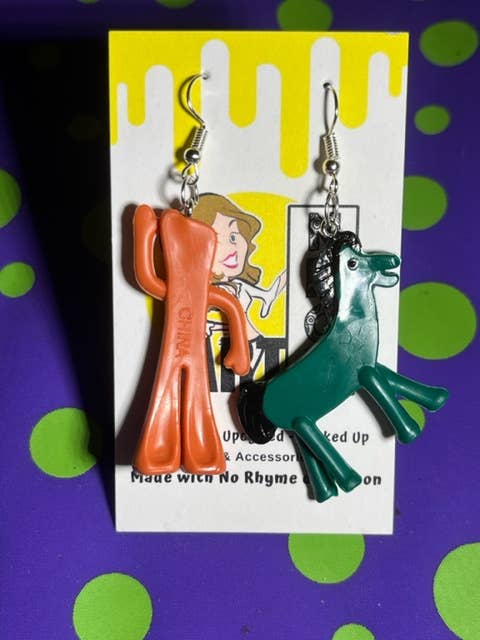 NO RHYME OR REASON ART - Wholesale Dangle Earrings - Gumby and Pokey Earrings - Vintage, Upcycled1