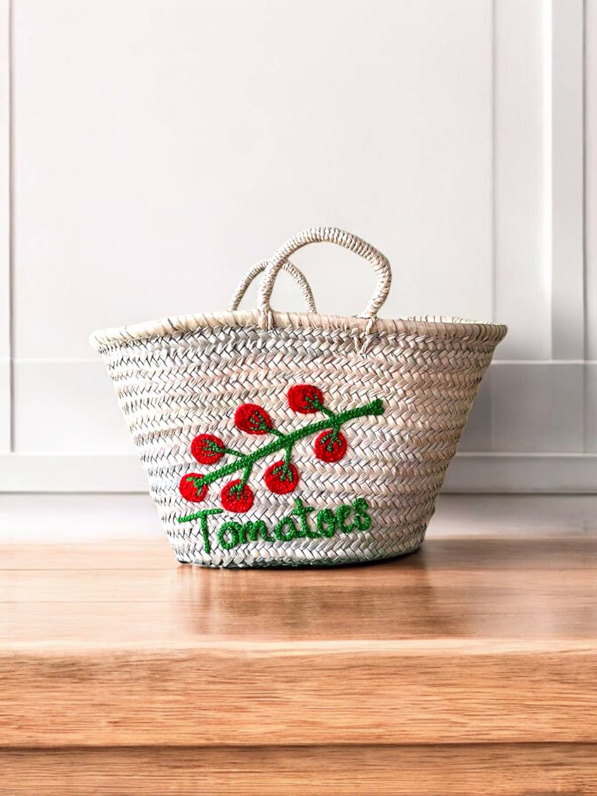 Gran Wholesale - Vente Paniers - Panier artisanal marocain en paille avec motif de tomates