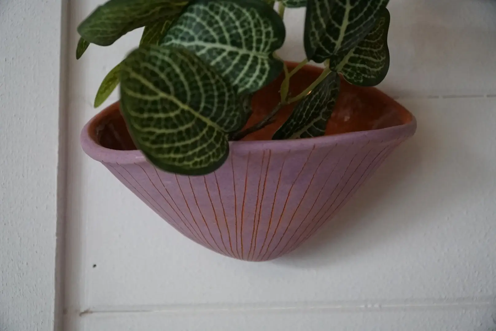 Half Light Honey – wholesale Wall planter – Vertical Line Wall Pocket in Purple & Terracotta3