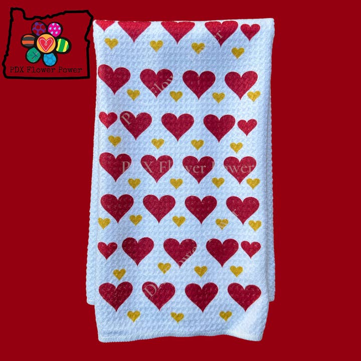 Heart towel, Valentine's Kitchen Towel | PDX Flower Power for wholesale by PDX Flower Power