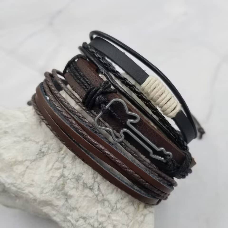 The Pretty Jewellery - Wholesale Jewelry Set - Simply Guitar Layer Leather Bracelet - Set Of 32