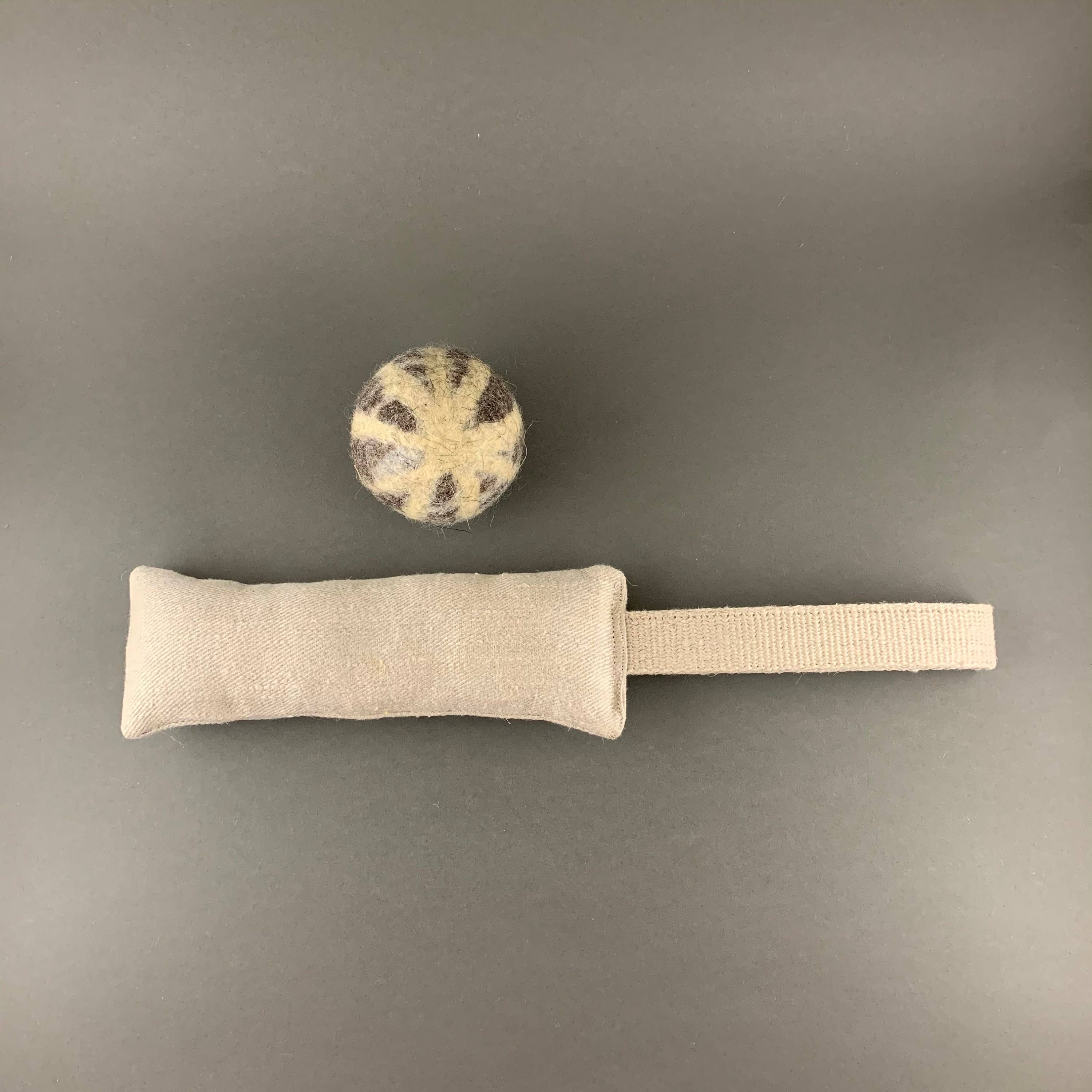 Pawsome Pet Toys – wholesale Djurleksaksset - Hund – Hampa hund TUG TOY + naturlig ull hund boll0