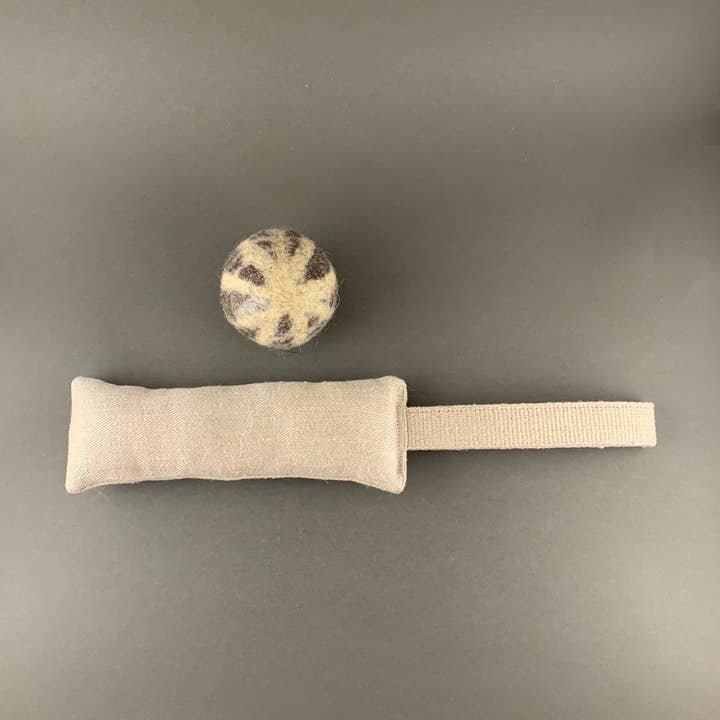 Pawsome Pet Toys – wholesale Djurleksaksset - Hund – Hampa hund TUG TOY + naturlig ull hund boll0