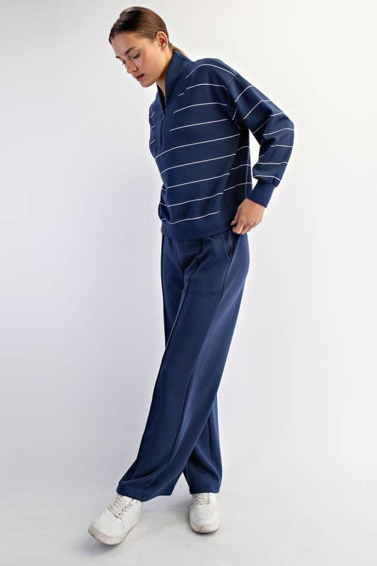 Sunday Morning - Wholesale Jacket - Women's - J0332PL37 PLUS STRIPE V-NECK MODAL POLY SPAN SCUBA JACKET 16