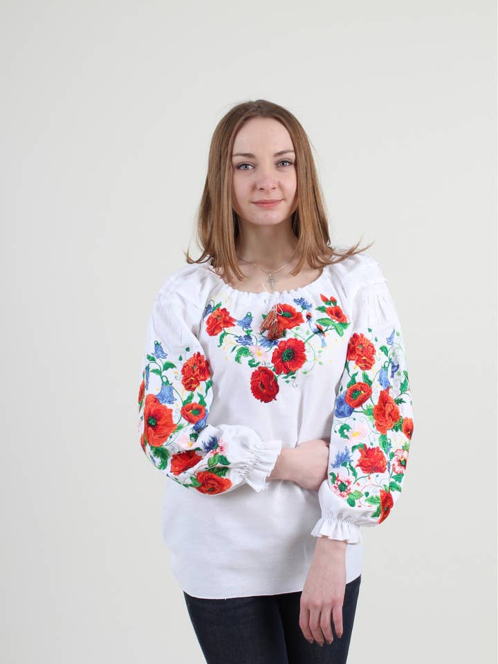 Nightingale Song White Embroidered Blouse for wholesale by Galychanka