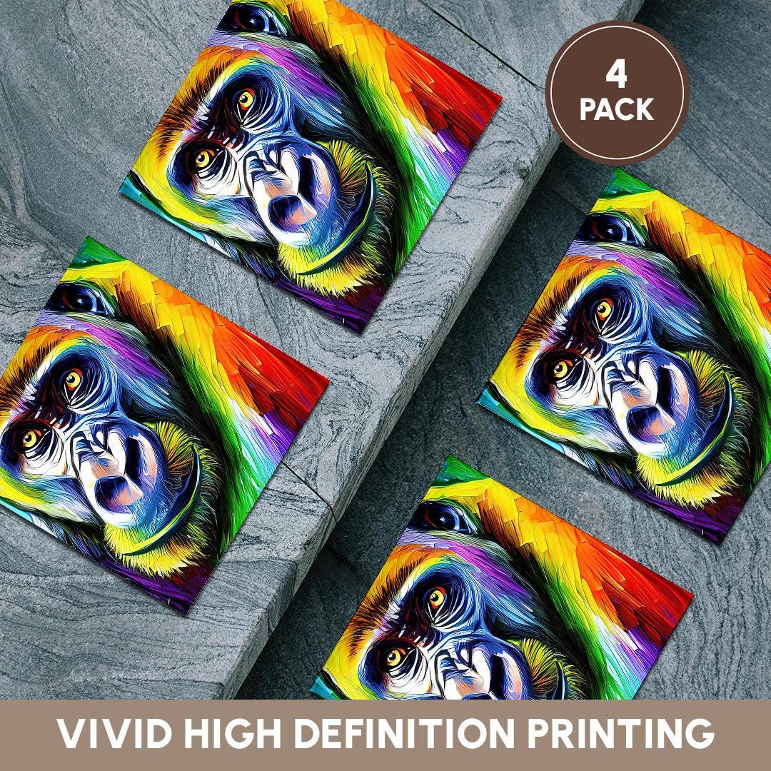 3dRose – wholesale Coasters – 3dRose, Funny Colorful Gorilla Ape Portrait. Digital Art. Gift, Charm, Coaster5