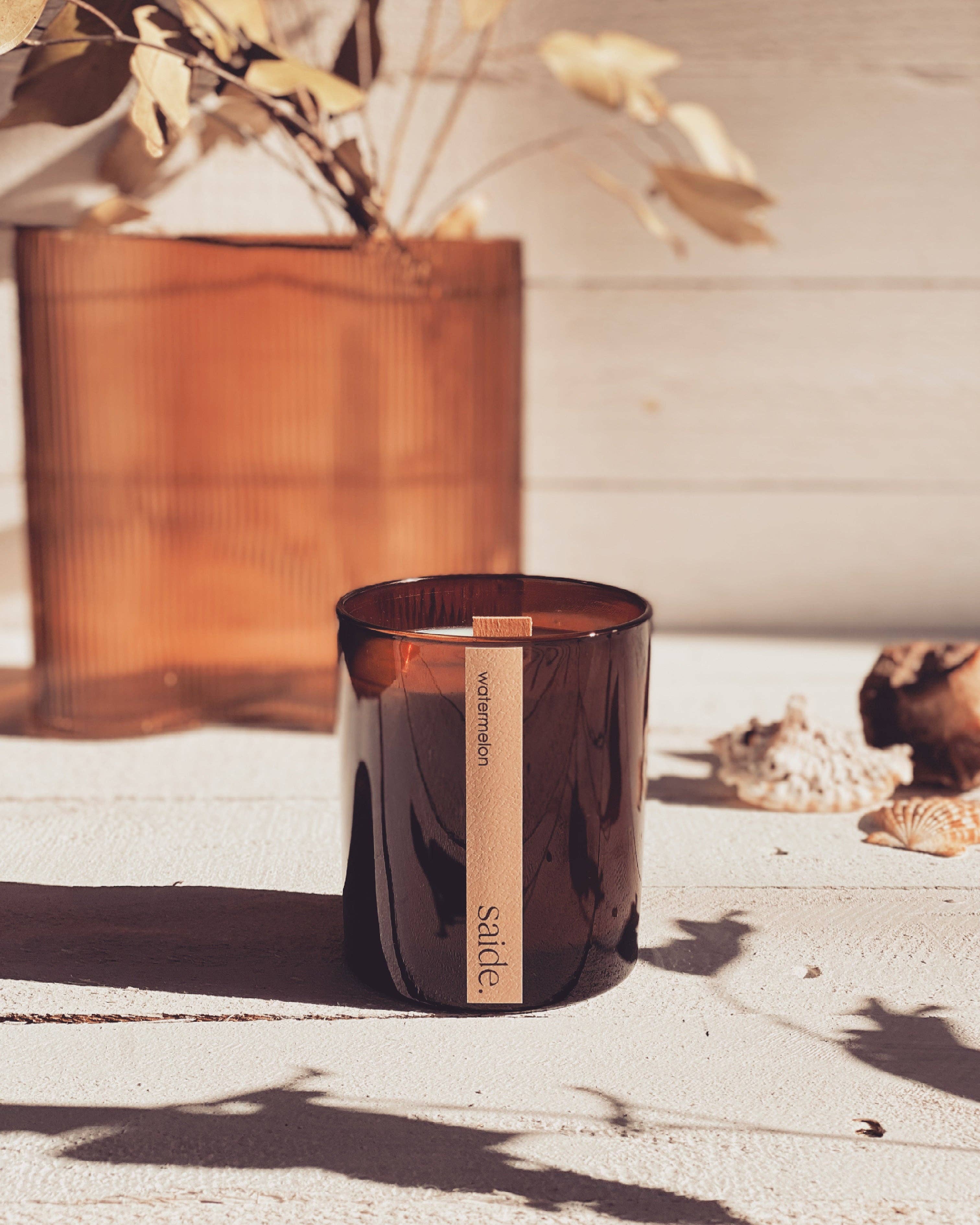 saide. - Wholesale Jar/Filled Candle - large amber wood wick candle