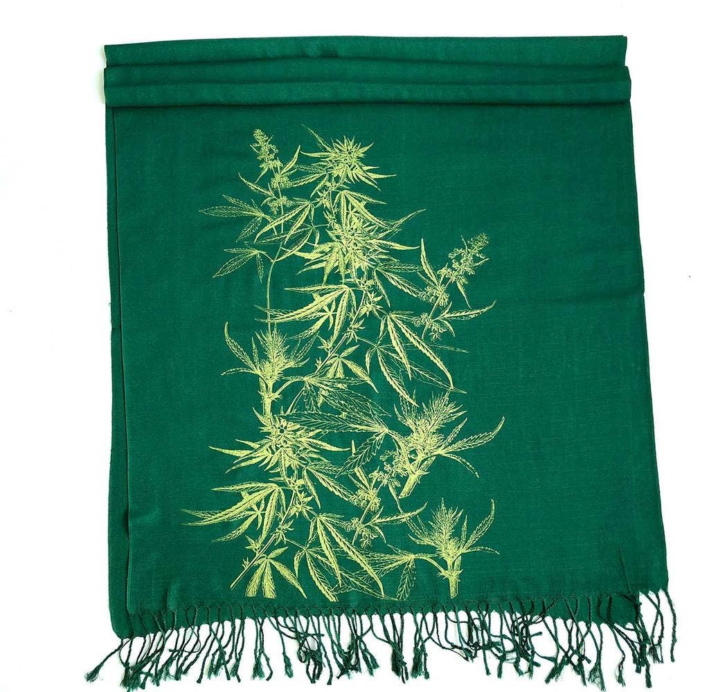 Cyberoptix Tie Lab - Wholesale Scarf - Women's - Marijuana Pashmina. Cannabis leaf printed bamboo scarf.3
