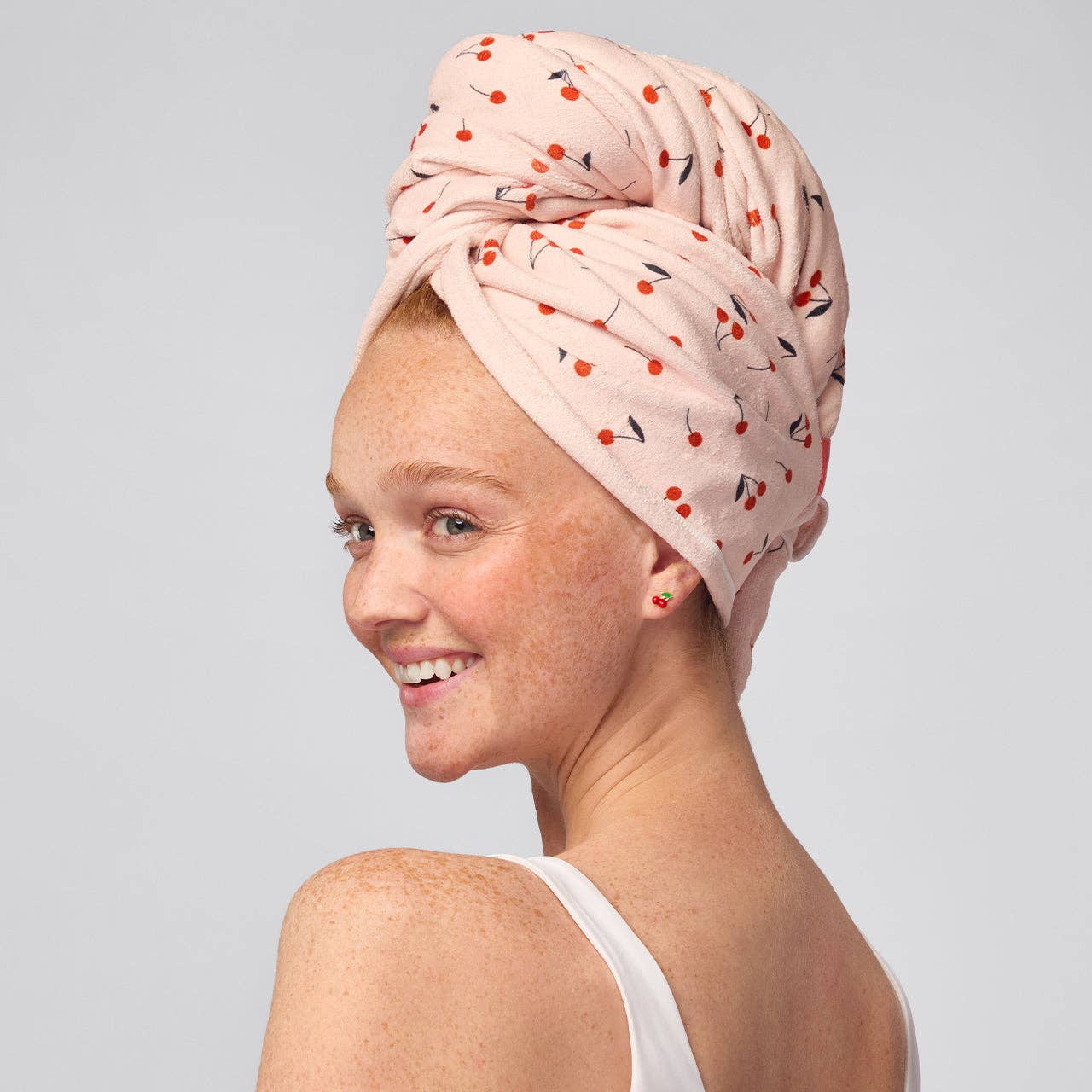 KITSCH - Vente Serviettes à cheveux - XL Serviette à Cheveux - Imprimé Cerise1