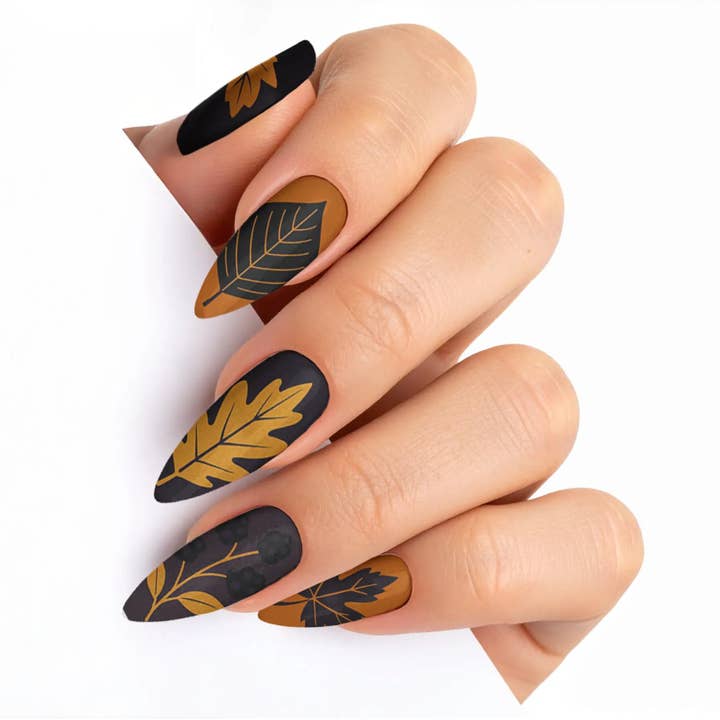 Uñas postizas negras chic de otoño noir para venta al por mayor de FYNE BODY
