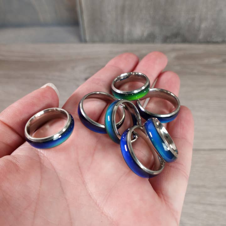 Keystone Crystals - Wholesale Band/Stacked Ring - Stainless Steel Ring Mood Changing2