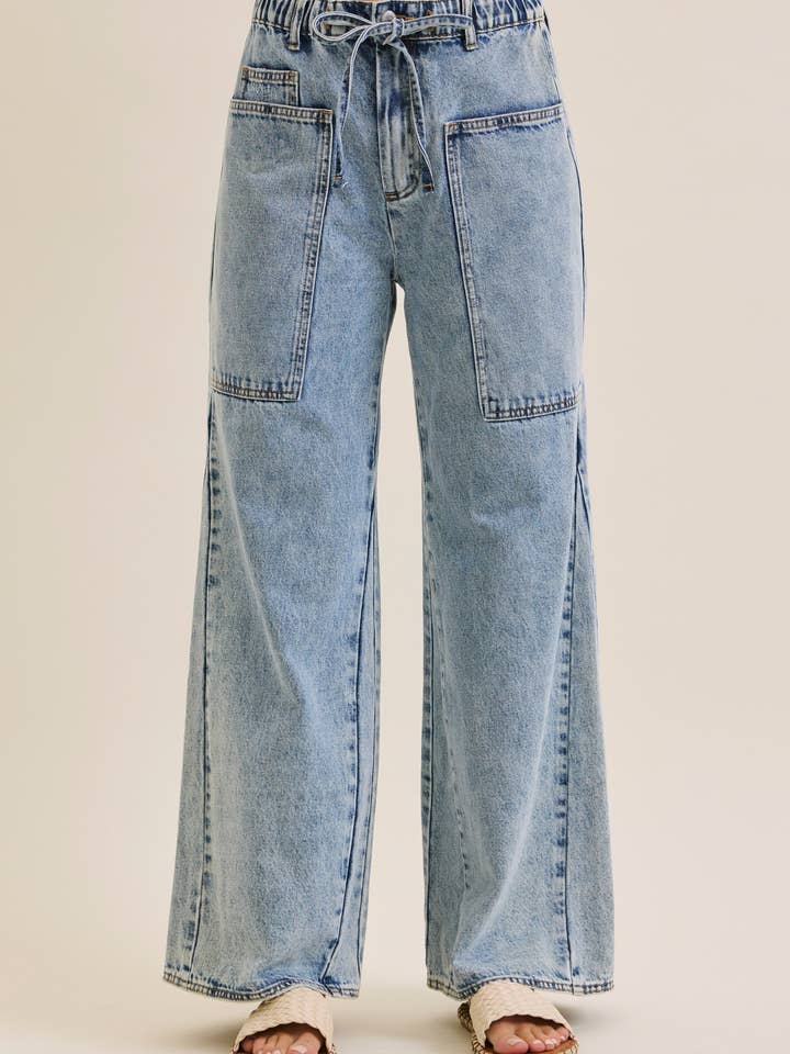 JEANS ANCHOS DE PIERNA LAVADOS Y OVERSIZE DE DENIM EASE AND GRACE para venta al por mayor de in february