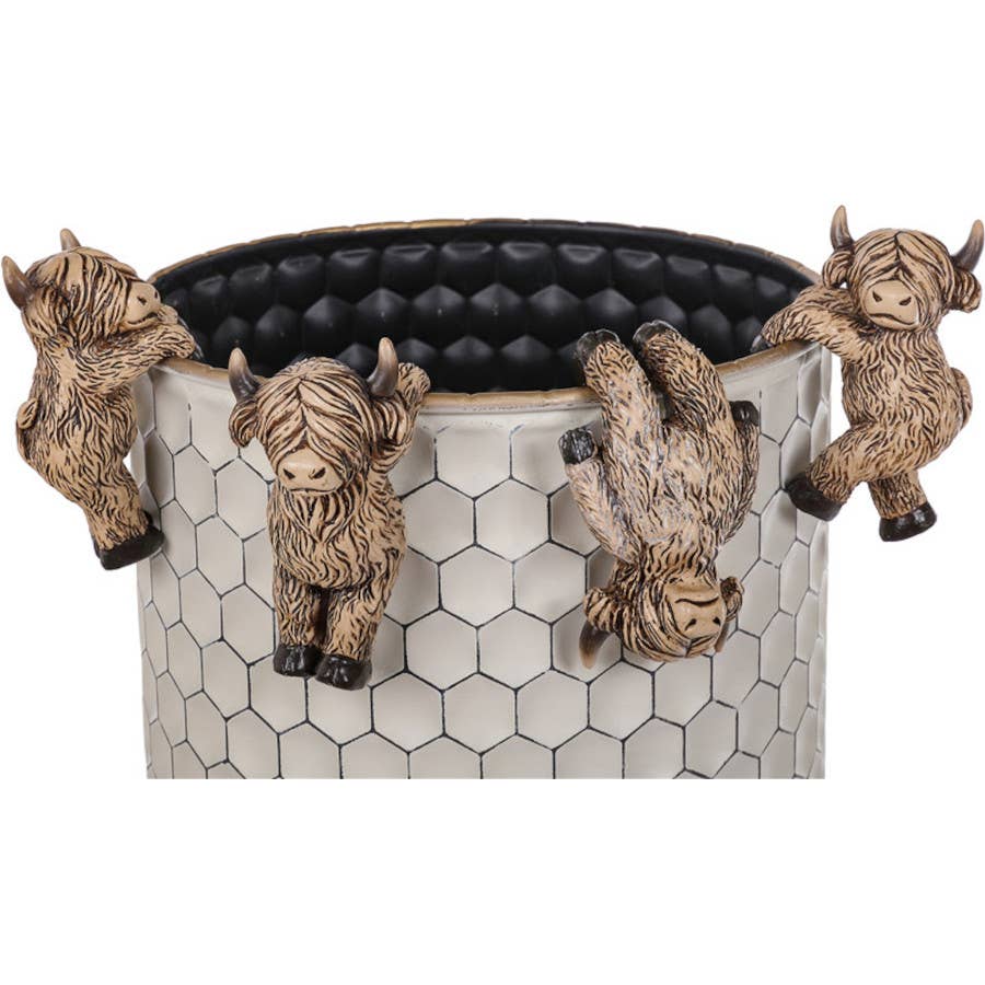 Will's Company - Wholesale Decorative Figurine - Resin Highland Cow Pot Hanger / Planter Hugger - 4 assorted0