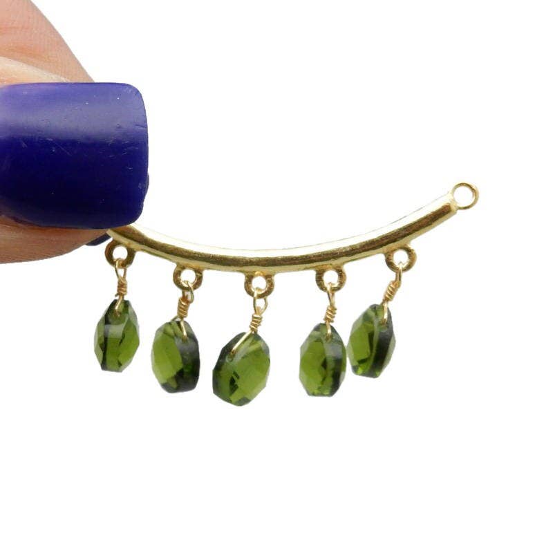 Jewelers Paradise - Vendita all'ingrosso Ciondolo/pendente - Ciondolo a doppia barra curva con pendenti in pietre preziose0