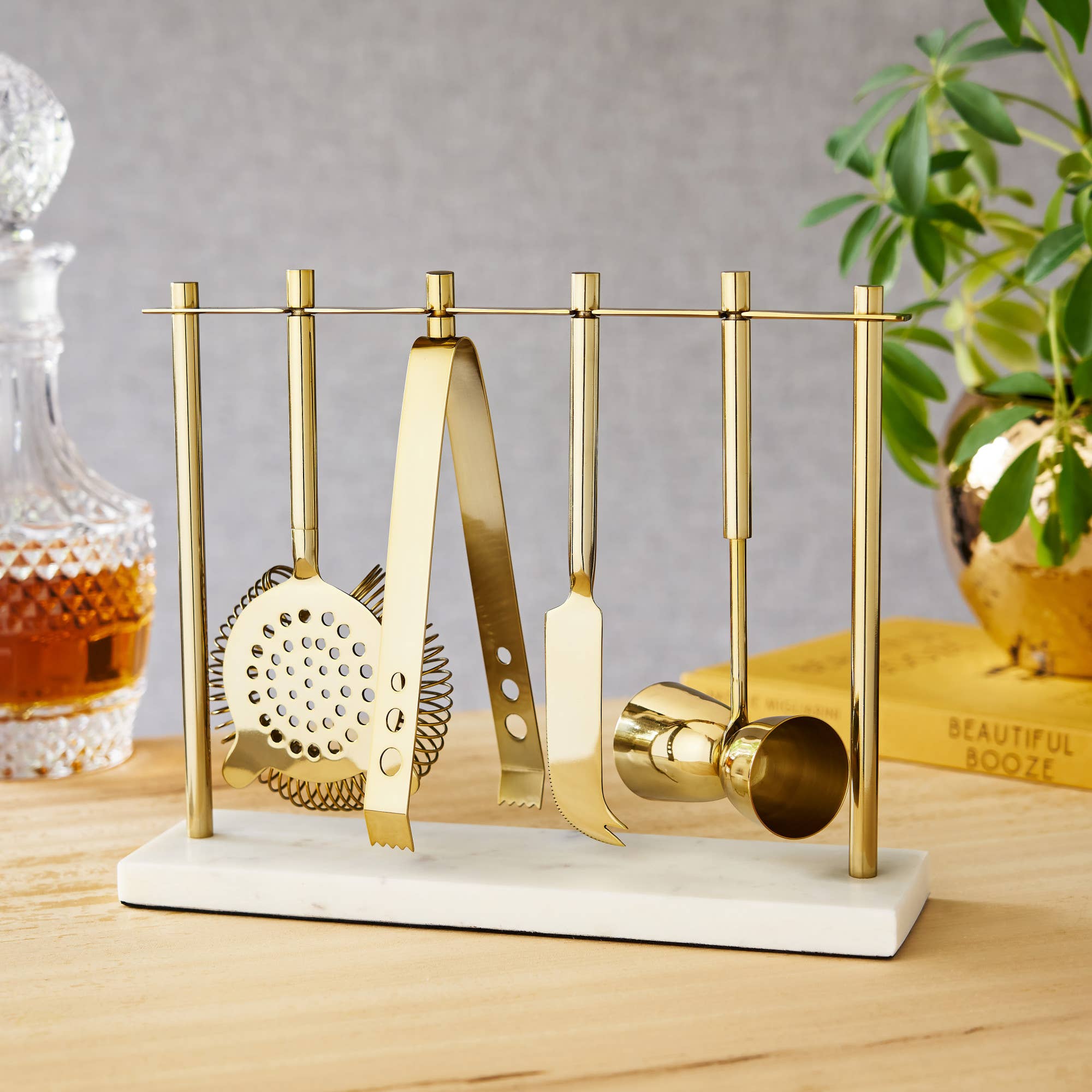 Twine - Wholesale Bar Tool - Gold Plated Stainless Steel Bar Tool Set with Marble Stand3
