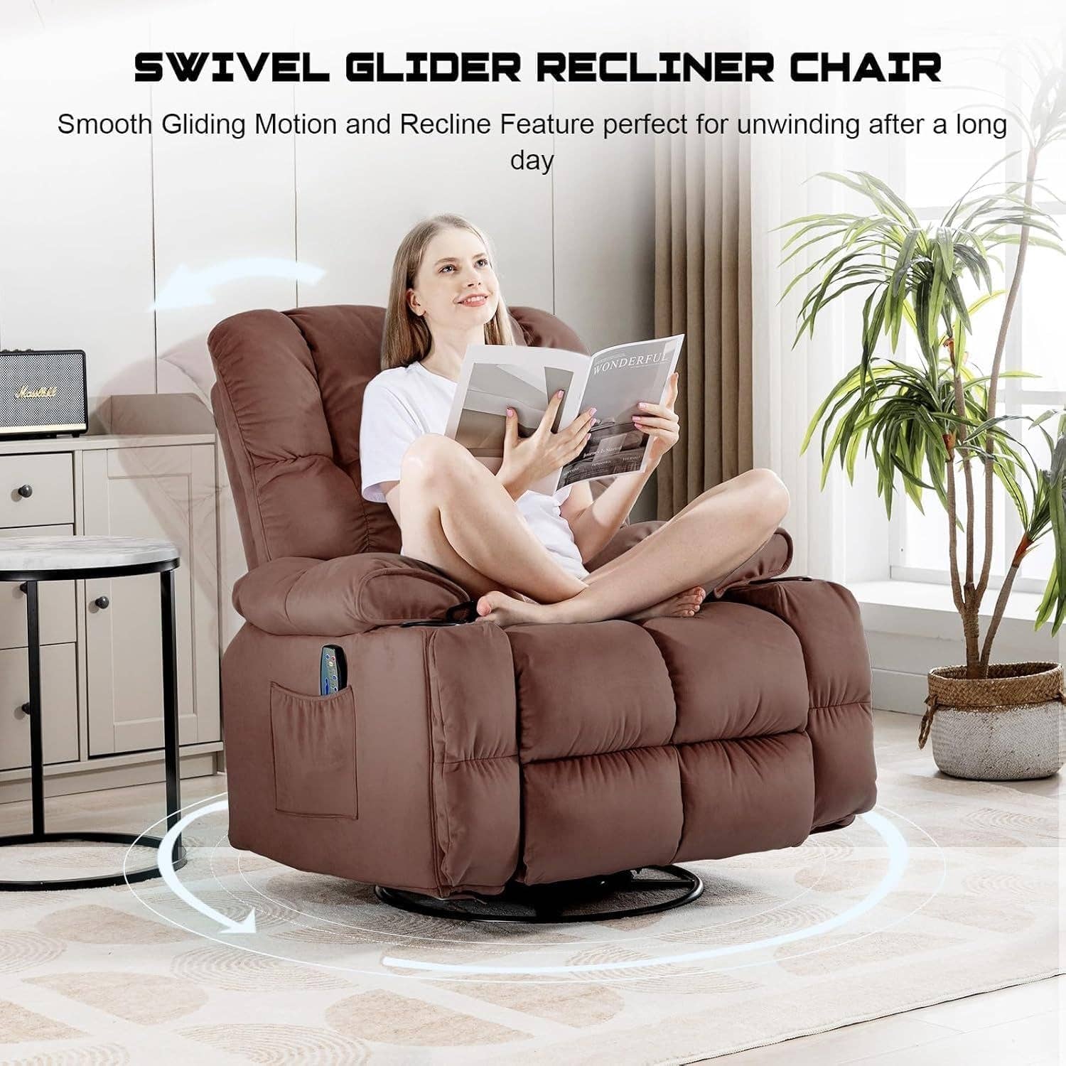 Brown Heated Massage Recliner With Ergonomic Support for wholesale on Faire2