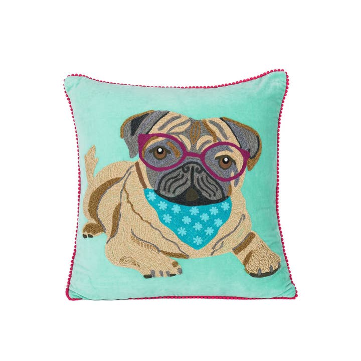 Karma Living – wholesale Dekorativ kudde – 2ABCC231768_AQWN Set/2 PUG HUNDKUDDE 18x181