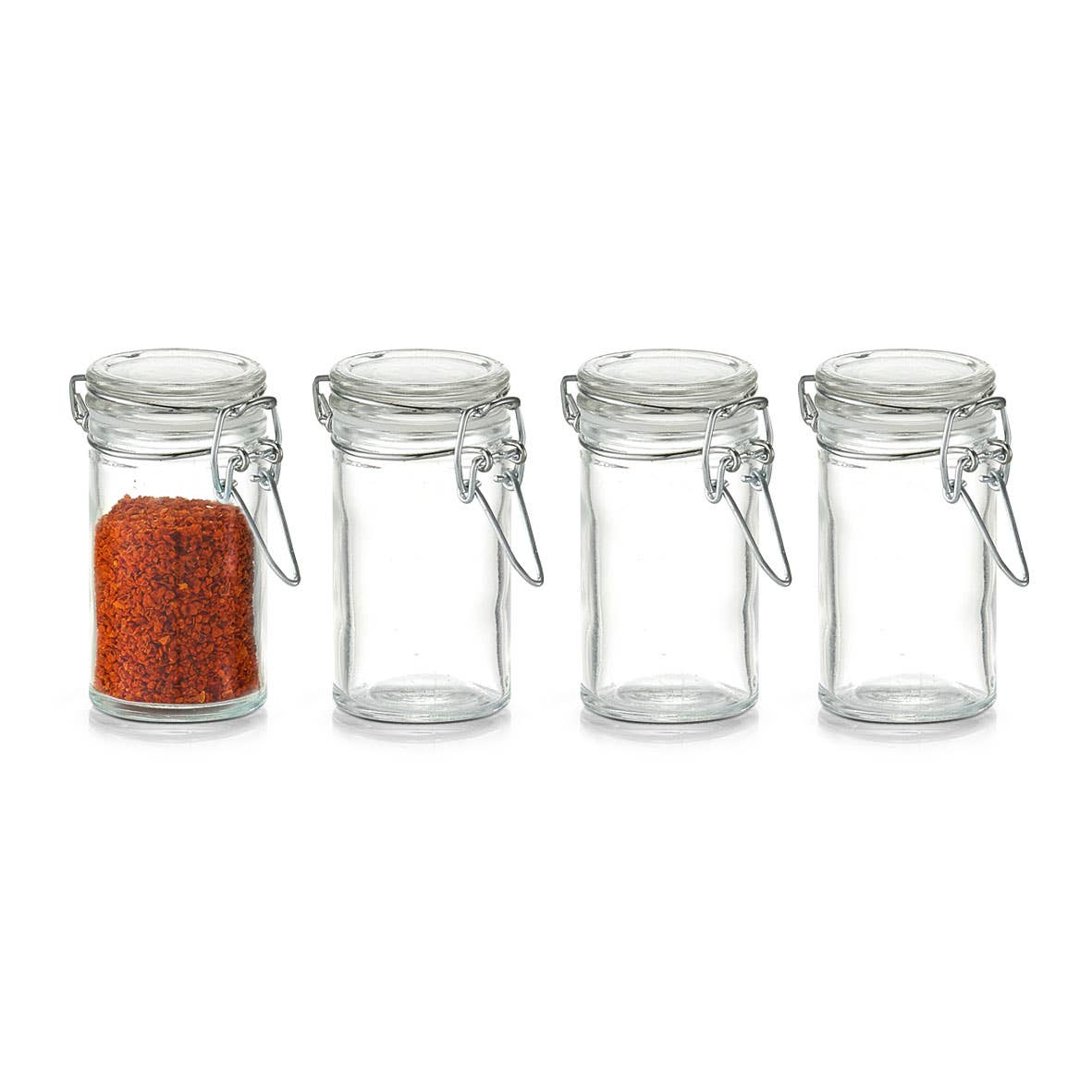 transparent Spice Jar Set with Clamp Closure, 4-Piece, Mini for wholesale on Faire0