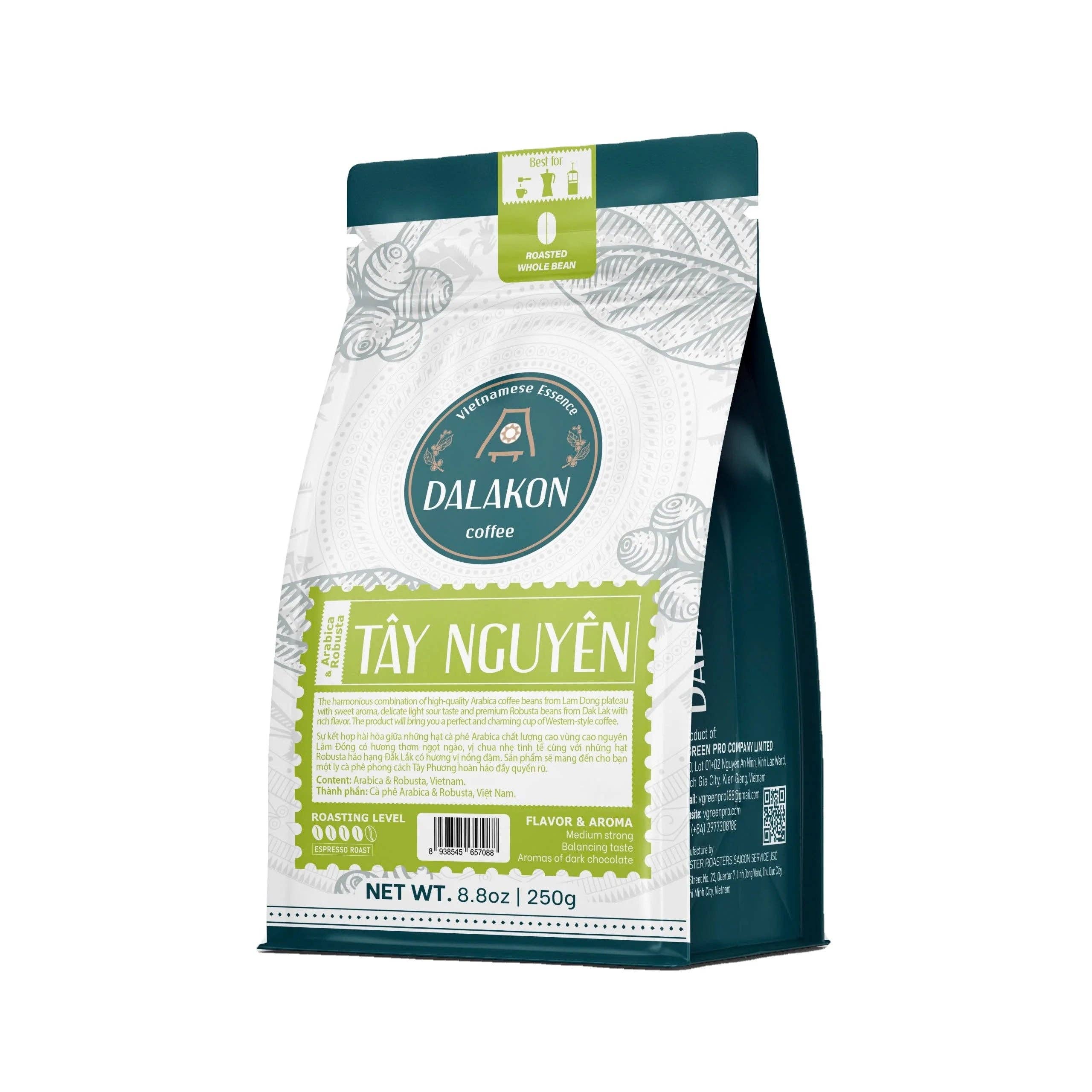 Volcanic Cult - Wholesale Coffee Beans - Vietnam DALAKON Whole Bean Robusta & Arabica Coffee, 0.25kg Best Quality. 24 Months Shelf Life. Tasty Drink From0