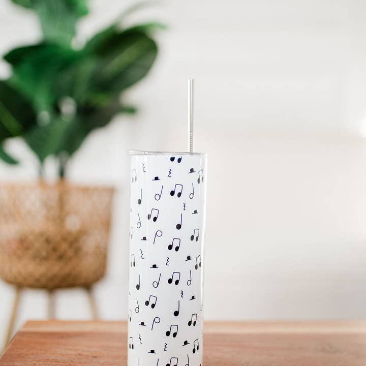 Musically Minted - Wholesale Insulated Mug/Tumbler - Black and White Music Note Skinny Tumbler6