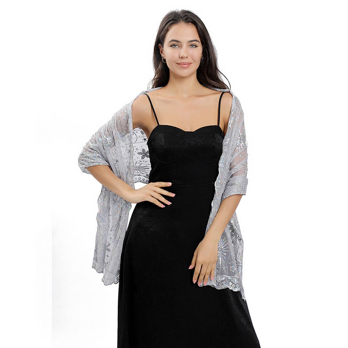 ACCITY - Wholesale Wrap - Women's - STARS AND MOON EMBROIDERED SHAWL_CWASC107910