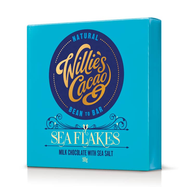 Willie's Cacao USA - Wholesale Chocolate Bar - Sea Flakes. Milk Chocolate bar with Cornish Sea Salt flakes0