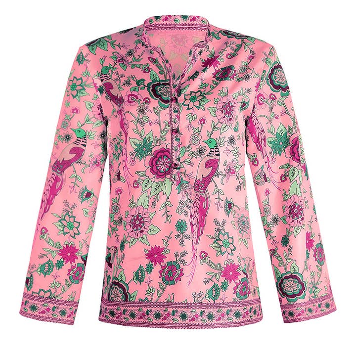 Rosa Clothing - Wholesale Blouse - Women's - Bohemian print loose long-sleeved blouse top
